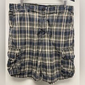 4 for $25 💜 Bass Green/Blue Plaid Cotton Cargo Shorts Size 38